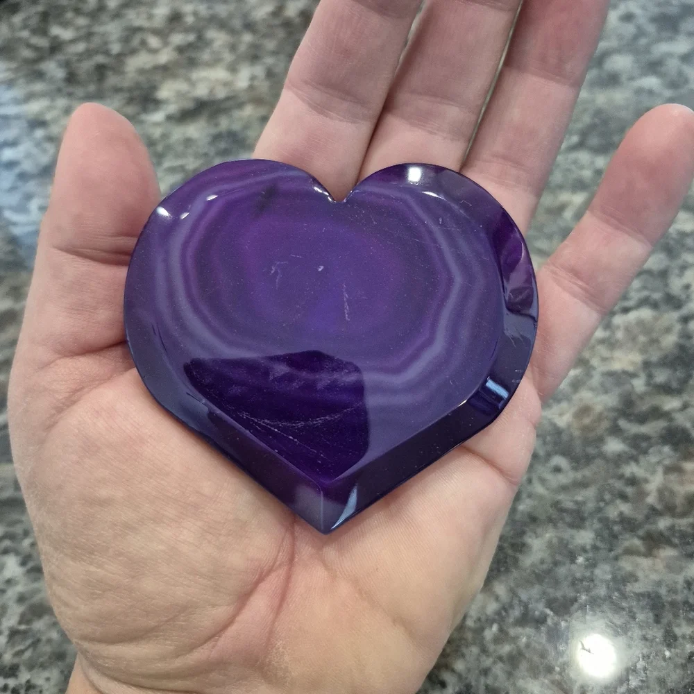 Purple Agate Natural Druzy Quartz Crystal Heart New #2 - Picture 7 of 7